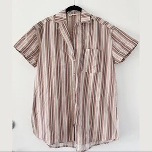 NWOT Free People Oversized Short Sleeve Button Down Tunic Top